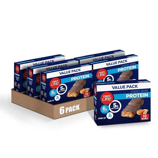 [BRSWGYINOYFROD3U] Fiber One Chewy Protein Bars, Caramel Nut, Value Pack, 10 ct (Pack of 6)