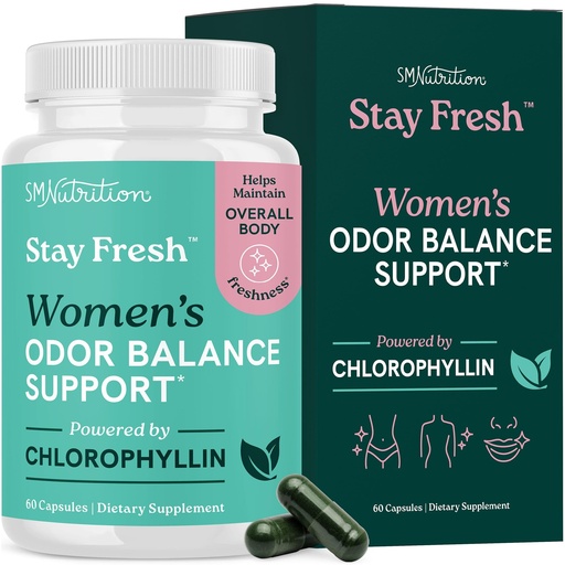 [BRSRGBLRCQIBU234] Stay Fresh™ Chlorophyll Capsules for Women | Body Deodorizing Supplement for Freshness & Odor Support | Internal Deodorant, Detox & Skin Health Support | Vegan Chlorophyll Pills for Women | 60 Ct