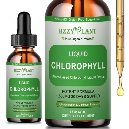 [BRSRGYIZOZ6GKGQ3] Chlorophyll Liquid Drops - 98% High Absorption Chlorophyll for Skin, Digestion, Gut Health, Energy and Detox - Liquid Chlorophyll Supplement for Women and Men Body Detox - Sugar Free, Non-GMO