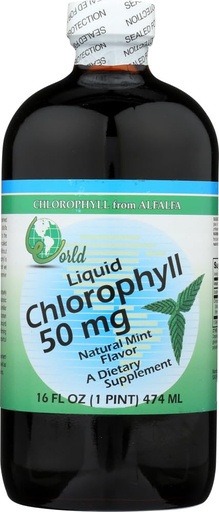 [BRSWIBA7CEOBSDT2] Chlorophyll Liquid-50mg/Mint World Organics 16 oz Liquid by World Organics
