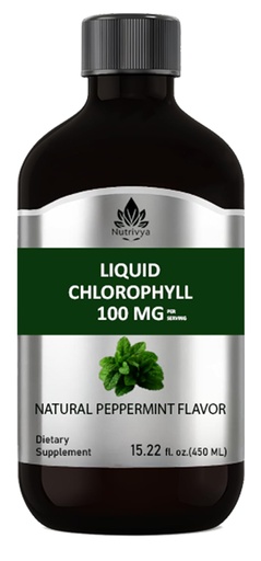 [BRSRGY36CEJR6335] Liquid Chlorophyll 100 MG per Serving, Natural Peppermint Flavor, Chlorophyll Supplement, Non-GMO, Vegan, 15.22 Fl Oz