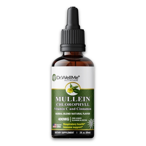 [BRSRABI6AF6BM33O] Dr.WellMe Mullein Chlorophyll 2 fl oz Liquid Drops – Natural Detox & Promotes Health, Gut Support, High Absorption, Packed with Minerals for Wellness