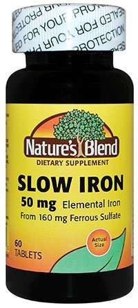[BRSWGZICAAHROG3D] Nature's Blend Slow Iron 50mg, 60 Tablets Per Bottle (Pack of 4)