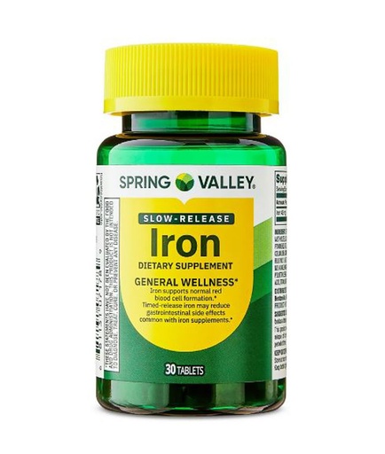 [BRSRGYI7AUJWCDTH] Spring Valley Slow Release Iron General Health & Wellness Dietary Supplement Tablets, 45 mg, 30 Count
