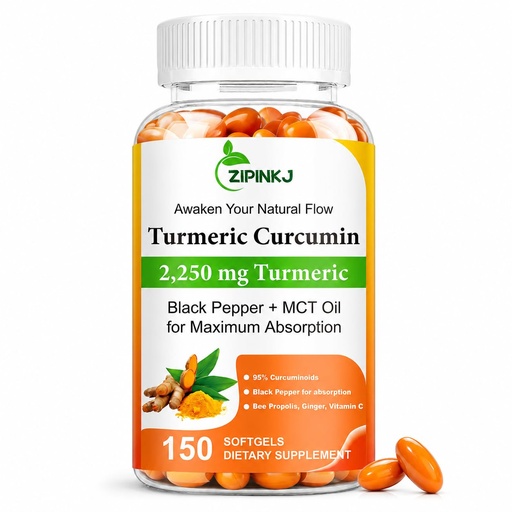 [BRSRGCQNCMMG2YLH] Turmeric Curcumin 2250mg with Black Pepper & Ginger - 95% Curcuminoids Turmeric Complex Supplement, High Absorption, Non-GMO, 150 Softgels