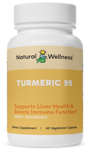 [BRSWKGT4CIBGYD32] Natural Wellness Turmeric 95 with BioPerine® – 95% Curcuminoids – High Absorption Turmeric Supplement for Joint Health, Immune Support & Liver Detox – Vegan, Non-GMO, 60 Capsules
