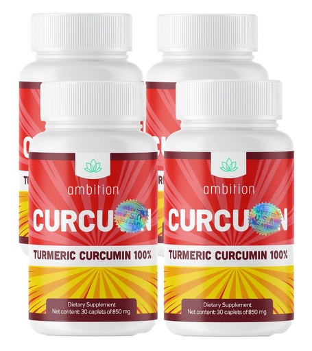 [BRSRGGAHBZ6QO2DL] Curcumin Turmeric Curcuma Curcuyin Supplements, 850 mg, 30 Caplets. (4, 4 Pack)
