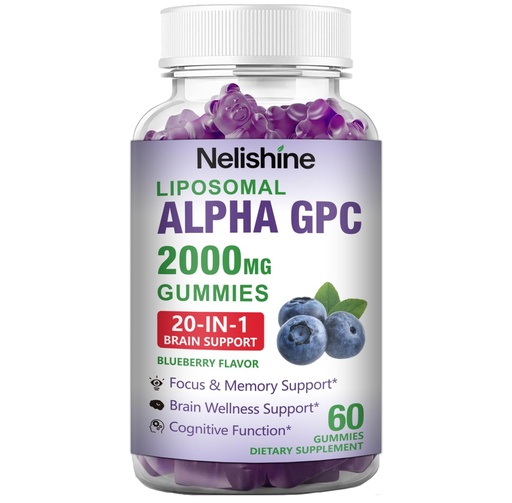 [BRSREBA3CMCR42TA] Liposomal Alpha GPC 2000mg & Citicoline Gummies Complex Phosphatidylserine,Ginkgo Biloba,L-Tyrosine,Huperzine A & B Vitamins,20-in-1 Blend for Focus, Memory & Cognitive Support