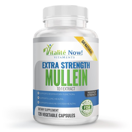 [BRSRAAA5BEOQ2ELA] Extra Strength Mullein Capsules 10:1 Extract, Respiratory & Immune Health, Lung Cleanse, 100% Pure Whole Herb, Gluten Free, Non-GMO, 120 Count, 4 Month Supply, Made in the USA