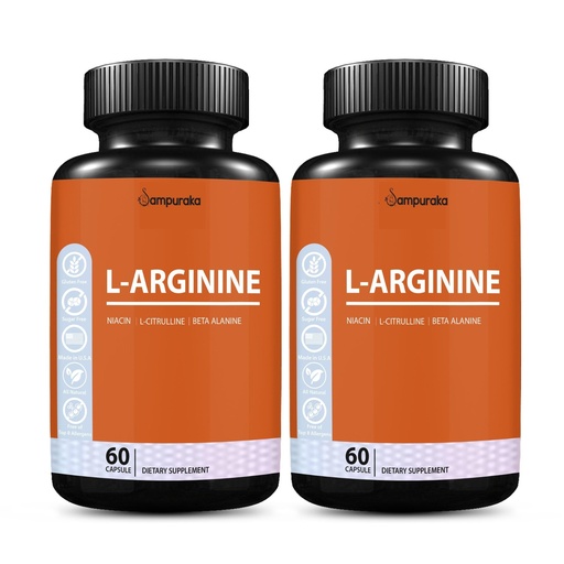 [BRSRGFIKOR7GM3Y7] L-Arginine Capsules, High Potency Nitric Oxide Support for Muscle Pump, Vascularity and Endurance, 60 Count (2)