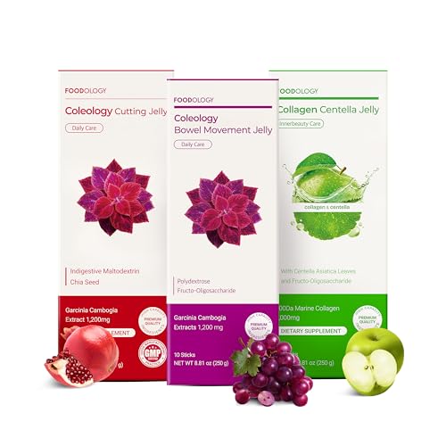 [BRSREAL6C5YAOC37] FOODOLOGY Stick Jelly Trio: Cutting & Bowel Movement & Collagen Jelly, Dietary Fiber Supplement Set, for Weight Management, Gut Health & Daily Regularity, Collagen Peptide with PDRN