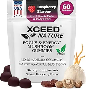 [BRSROAATAECWGYIZ] Lions Mane & Cordyceps Mushroom Gummies - 10in1 Supplement - for Focus, Energy, Mood, Memory & Clarity - 60 Pcs