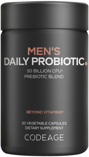 [BRSREGIPBUNWGYAZ] Codeage Men’s Daily Probiotic Supplement - 50 Billion CFU Probiotic Blend with Zinc, Inulin Prebiotic, Saw Palmetto – Men’s Wellness Support – 1 Capsule Per Serving - Non-GMO – 30 Capsules
