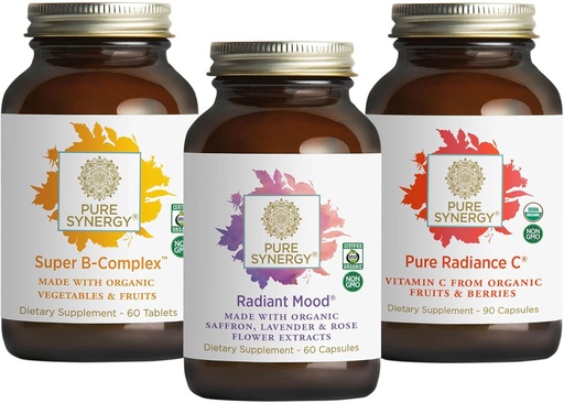 [BRSROBTQOZ6QM2D2] PURE SYNERGY Mood and Adrenal Support Bundle | Mood Support Supplement with Organic Saffron Extract | USDA Organic Vitamin C | Vitamin B Complex Made with Whole Foods | Non-GMO and Vegan