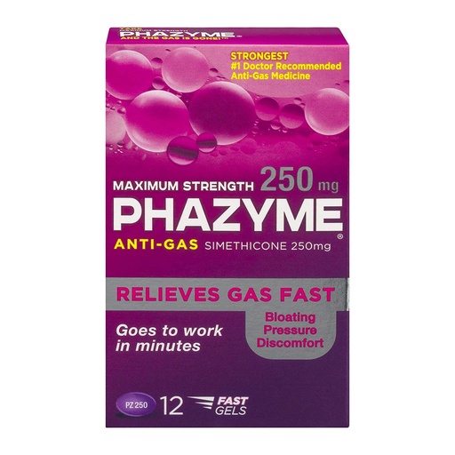 [BRSWGZQCB4OQ42AY] Phazyme Anti-Gas Softgels Maximum Strength - 12 gels, Pack of 3