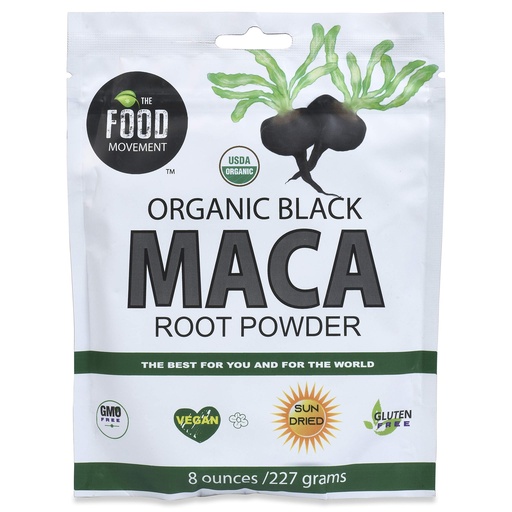 [BRSWGGAOOEDRYYLL] The Food Movement Co. Black Maca 8 oz Raw Food Powder - Organic, Non-GMO, Vegan, Gluten Free- Black Maca Root Supplement for Whole Body Wellness
