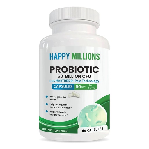 [BRSREYAHOQHAKCQY] Probiotic Supplement – 60 Billion CFU for Gut & Immune Health – Probiotics for Men and Women with Lactobacillus & Bifidobacterium – Shelf Stable – 60 Capsules