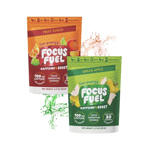 [BRSREEAPPJ4BGE3U] FocusFuel Energy Chews Variety Pack – Green Apple & Fruit Punch (2-Pack, 30 Servings Total) – 100mg Natural Caffeine + Nootropics – Clean, Crisp Energy & Focus