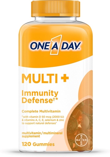 [BRSW2AYLOF7QMEYU] ONE A DAY Multi+ Immune Support Gummies, Immunity Multivitamin with Vitamin D, Vitamin C, Vitamin E, Vitamin A, Zinc and More, Gummy Vitamin, 120 Count
