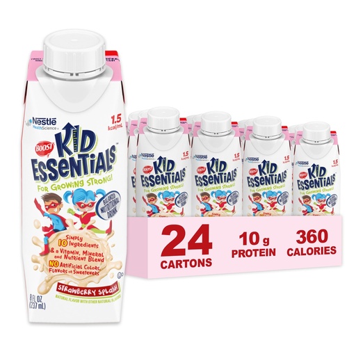 [BRSW2ZQTAACB6AAZ] BOOST KID ESSENTIALS 1.5, Strawberry Splash, 8 Fl oz (Pack of 24)