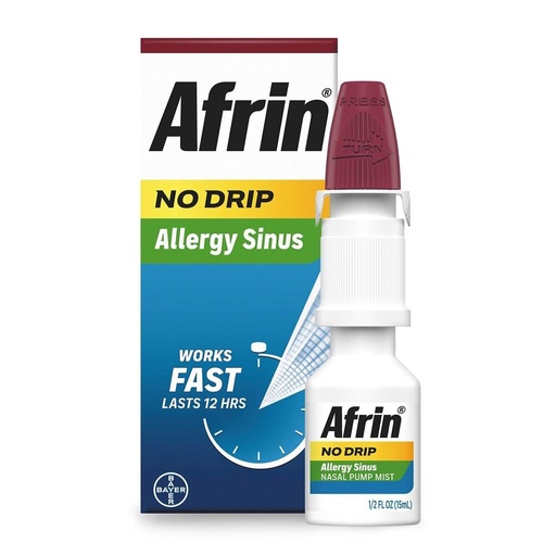 [BRSWIYQOAACRKGA3] Afrin No Drip Allergy Sinus Nasal Spray - Fast and Powerful Nasal Decongestion From Allergies, 15mL