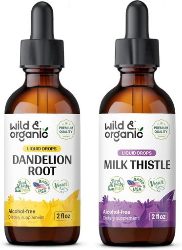 [BRSRAGABBF4AEF3A] Wild & Organic Dandelion Tincture 2 fl oz & Milk Thistle Tincture 2 fl oz