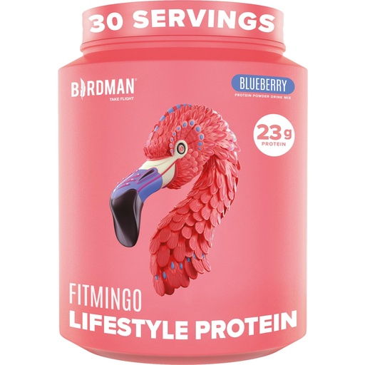 [BRSRAYAZCJ7BQH36] BIRDMAN Fitmingo Vegan Protein Powder with Inositol, Collagen Boosters, Hyaluronic Acid and Vitamins | Low Carb, Dairy Free, Lactose Free, Low Calorie, 23g Plant Based Blueberry Protein Powder