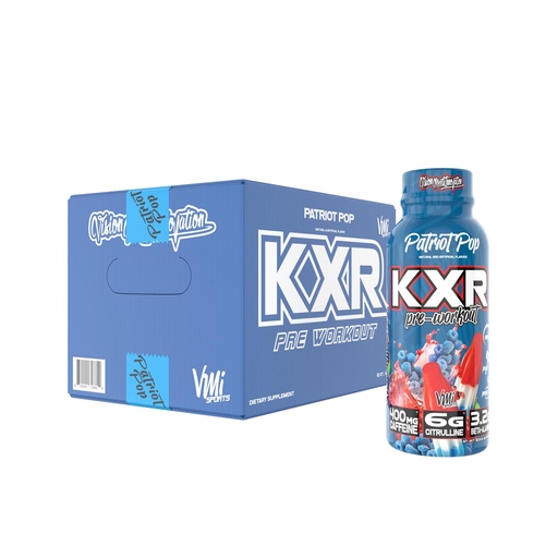 [BRSW2AI7BYFAG2Q4] VMI Sports KXR High Stimulant Pre-Workout Energy Ready to Drink 400mg Caffeine, 6g Citrulline, 3.2g Beta-Alanine | Delicious – Convenient – Powerful | 12.5 oz Bottles (Patriot Pop, 12 Bottles)
