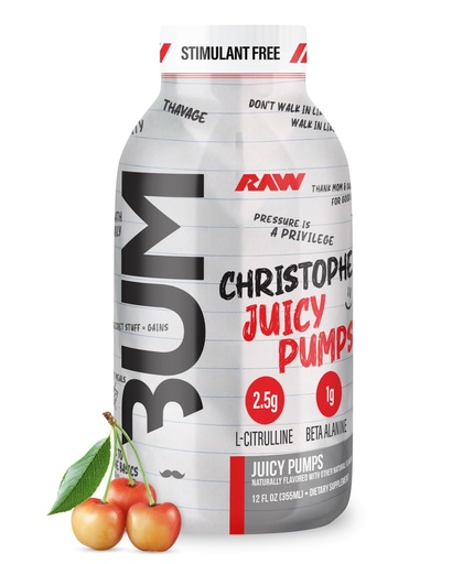[BRSRAFQKAQORGYL6] RAW Ready to Drink Pre-Workout Drink, Juicy Pumps (White Cherry) - Bum Pump RTD Zero-Sugar Energy Supplement Drink - Caffeine-Free & Sugar-Free Energy Drinks with L-Citrulline, 12 Fl Oz