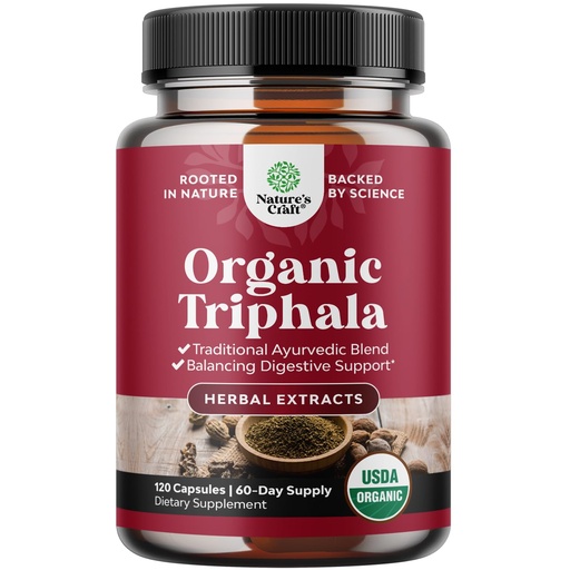 [BRSROAIOOIGR6G3H] Digestive Triphala Capsules Organic Complex - Organic Triphala Colon Cleanser & Detox Digestive Health Supplement - Ayurvedic Complex for Gas Bloating & Constipation Relief for Women & Men 120 count