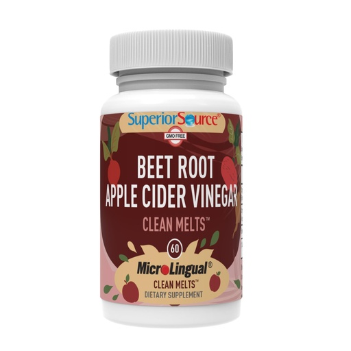[BRSROZITCIIQ23A4] Superior Source Beet Root & Apple Cider Vinegar Clean Melts - Premium Energy Supplement & Nitric Oxide Booster - Organic, Non-GMO & Preservative-Free - 60 MicroLingual Tablets