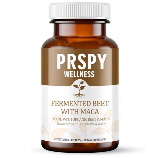 [BRSRGHT6CQIRQFLB] Wellness Fermented Beet & Maca - Healthy Energy & Circulation Support Supplement -Vegan, Gluten-Free,Soy-Free 60 Capsules(30 Servings)