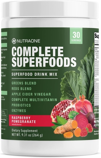 [BRSW2BAYCR5WMALL] Complete Superfoods, Greens & Reds Blend*, Apple Cider Vinegar, Digestive Enzyme Blend*, Probiotic Blend*, Multivitamin* (Raspberry Pomegranate - 30 Servings)