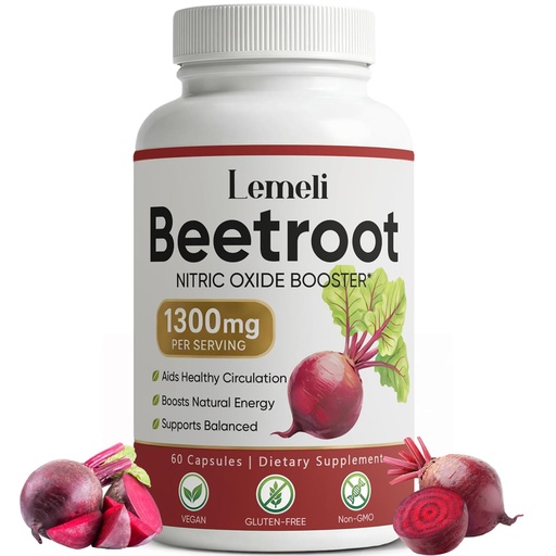 [BRSRGBQ7BUFGACTL] Lemeli Beet Root Capsules with Beetroot Powder Extract – Plant Based Formula for Energy Routine and Immune and Digestive, Non GMO Clean Label, 60 Count (1)