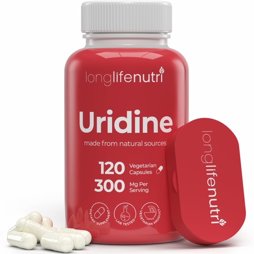 [BRSWGZLRCV5WM3QZ] LongLifeNutri Uridine Monophosphate 300mg – Choline Precursor & Synaptic Function, Nootropic for Focus & Mental Performance, 120 Vegetarian Capsules, 4-Month Supply, GMP Certified, Made in USA