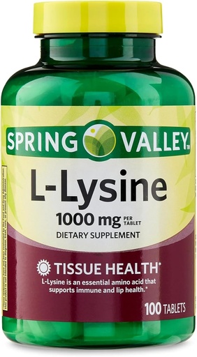 [BRSRACA6BF7GKDL4] L Lysine 1000mg Tablets, 100 Count, Super Lysine Immune Support & Healthy Skin* by Spring Valley (Pack of 1)_+Sticker