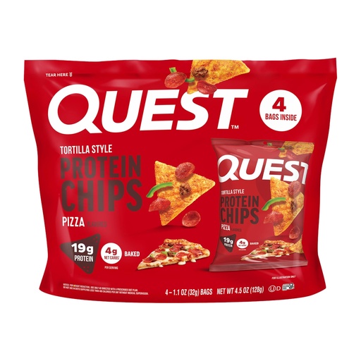 [BRSRGZAYDMHQY3Q7] Quest Nutrition Pizza Tortilla Style Protein Chips, 19g Protein, 4g Net Carbs, High Protein Snack, Low Carb, Gluten Free, 1.01 oz bags, 4 Count
