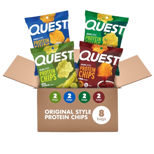 [BRSRGAYDDF6WKFLO] Quest Nutrition Protein Chips Variety Pack, Dill Pickle, BBQ, Cheddar & Sour Cream, Sour Cream & Onion, High Protein, Low Carb, Gluten Free 1.1 oz (Pack of 8)