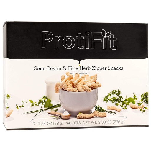 [BRSW2HD4OUDQA2YU] PROTIFIT - High Protein Diet Zipper Snacks, 15g Protein, Low Calorie, Low Sugar, Low Fat, Ideal Protein Compatible, 7 Servings Per Box (Sour Cream & Fine Herb)