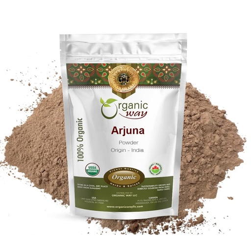 [BRSW2CT4BYIBO2DP] Organic Way Arjuna Bark Powder (Terminalia arjuna) - Organic & Kosher Certified | Raw, Vegan, Non GMO & Gluten Free | USDA Certified | Origin - India (1LBS / 16Oz)