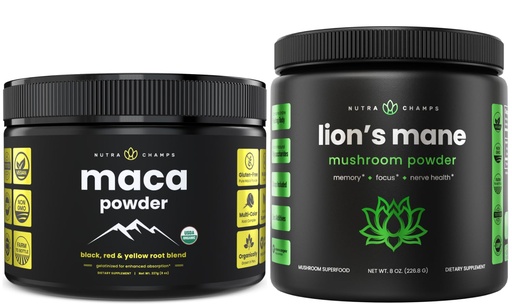 [BRSRAEAEDN6BGCA6] NutraChamps Organic Maca & Organic Lion's Mane Powder