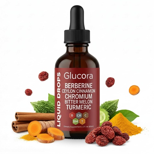 [BRSRGBQCAUGR6AL6] Glucora Berberina Liquida Gotas, Glucora Ceylon Cinnamon Berberine Liquid Gotas | 10-in-1 Herbal Formula | Sugar-Free, Vegan Liquid Supplement | 2 fl oz