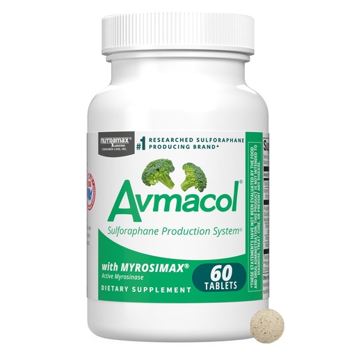 [BRSWGBD5PN6A2A3F] Nutramax Laboratories Avmacol #1 Researched Sulforaphane-Producing Brand for Detoxification with Glucoraphanin and Active Myrosinase, Adults & Children, 60 Tablets