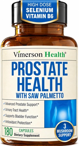 [BRSREGQ6DMCRYADV] Prostate Health Supplement for Men with Saw Palmetto – Supports Urinary Flow & Nighttime Comfort – Advanced Formula with Beta-Sitosterol, Pumpkin Seed, Zinc & Selenium – 180 Capsules