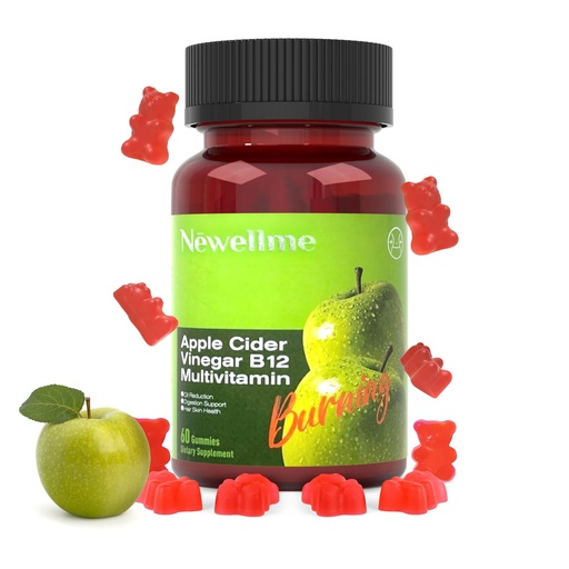 [BRSREFTQCV5GC3LL] Montue Newellme Apple Cider Vinegar Gummies - B12 Multivitamin -Gomas de Vinagre de Manzana, Apple Vinegar Cider Gummies Vegan and Non-GMO, Gluten- & Gelatin-Free, 60 Count(Pack of 1)