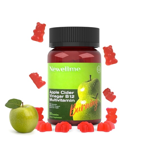 [BRSREFTQC4PWEC3V] Montue Newellme Apple Cider Vinegar Gummies - B12 Multivitamin -Gomas de Vinagre de Manzana, Apple Vinegar Cider Gummies Vegan and Non-GMO, Gluten- & Gelatin-Free, 30 Count(Pack of 1)