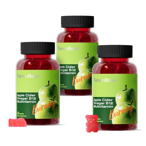 [BRSREALYDMMBACLG] NEWELLME ACV Gummies with the Mother & B12 – Sugar-Free, Great-Tasting Vegan Gummies for Digestion, Metabolism & Daily Energy Support, 180 Count