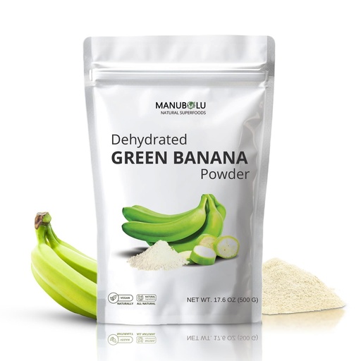 [BRSREAT7OEIBSYAV] MANUBOLU Resistant Starch Green Banana Powder 1.1 lb | Prebiotic Fiber | 100% Natural, Sugar Free | Gluten Free, Paleo & Vegan Superfood | 500g