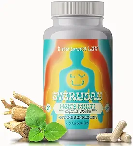 [BRSROBD7OZ7WGD3K] LUV Everyday™ Men's Multivitamin Men's Adult Formula Daily Nutritional Support with Iron Calcium KSM-66 Ashwaganda CoQ10 and Lycopene - Highly Bioavailable Non GMO Gluten Free Vegetarian - 60 Capsules