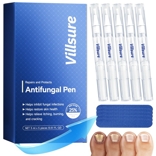 [BRSRGZADDN5AE3A7] Villsure Toenail Fungus Pen - Toenail Fungus Treatment Extra Strength, Contains 25% Undecenoic Acid, Tea Tree Oils, along with Other Natural Ingredients, Mild and Non-Irritating- Nail Fungus Pen 5pcs